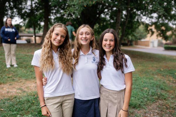 Private Middle School girls pose for a picture