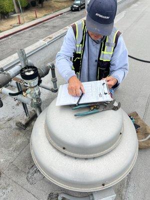 Testing backflow on roof