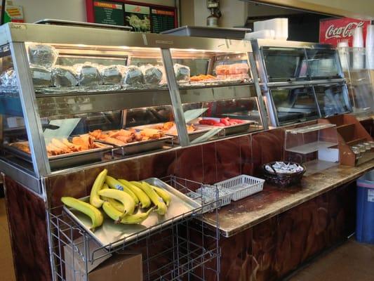 Deli counter. Fried fried fried. And bananas.