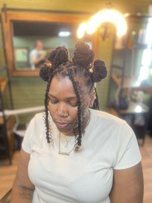 Loc Bantu Knot Style