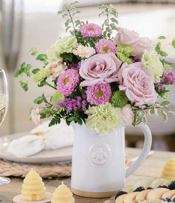 Watering vase roses lisi daisies