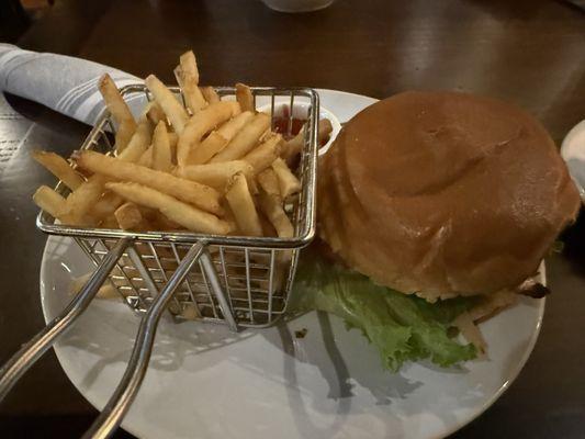 Chicken sandwich and fries