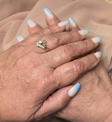 Ombre, natural and blue