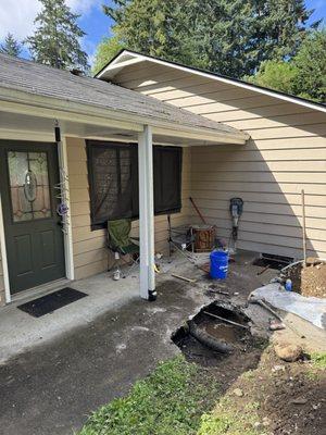 New water service line.  Had to bypass several old repairs and thread a new 50 year life Pex line to replace it.  Success!!!