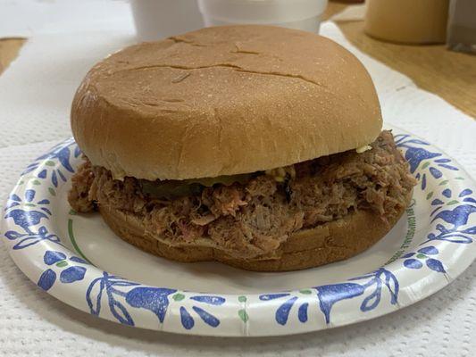 Chipped pork sandwich.