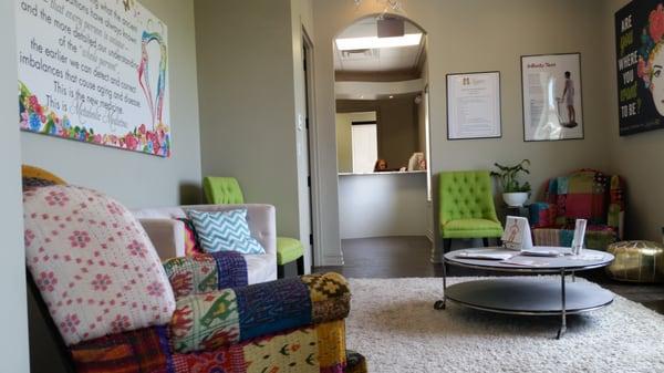 Waiting room area. They also have permanent makeup and lash extensions