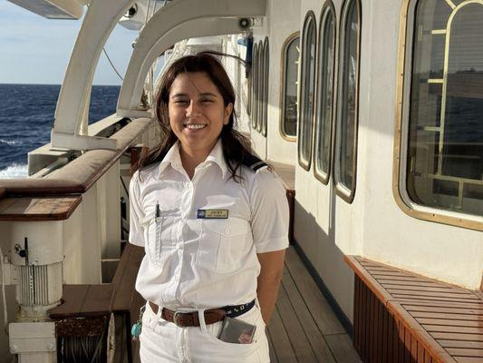 Jacky!! In charge of activities on board!!