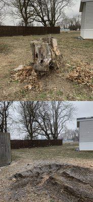 Before and after grinding