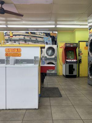 Interior of laundromat. Note: all 1 load machines are broken. You should only come here if you have larger loads.