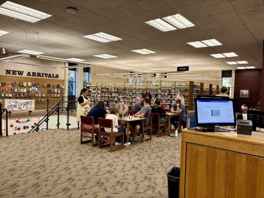 Chess club at work on the main floor
