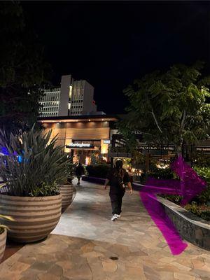 1. Walk toward herringbone restaurant and turn right at the Security sign