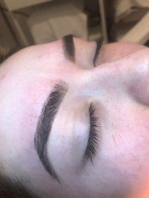 Brow wax with brow products