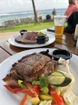 Two orders of prime rib. Both cooked perfectly. Killer view and live music.