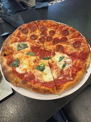 1/2 Margarita 1/2 Pepperoni Pizza