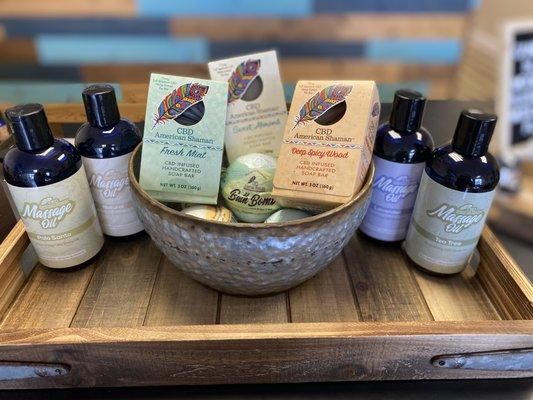 Treat yourself or a loved one with bath bombs, massage oils, and soap bars that smell and feel amazing.
