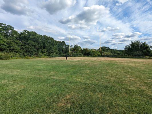 Football/Futbol field/pitch under a cloudy-blue sky. Taken with Pixel 6