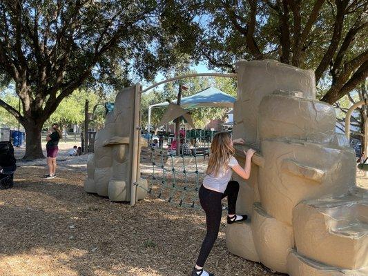 Rock climbing to cross chain challenging.