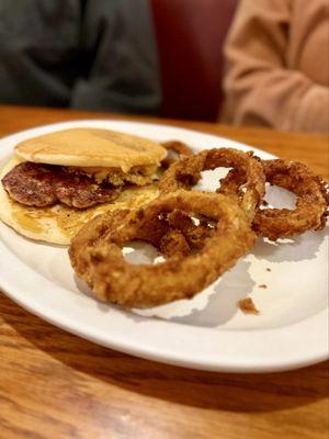 Mile high Mc griddle with onion rings