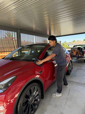 Tesla Model Y after being ceramic coated
