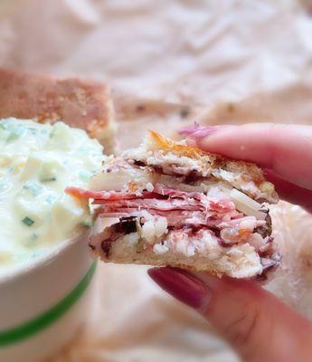 Small bite of the Muffuletta 1/8 - 1 slice