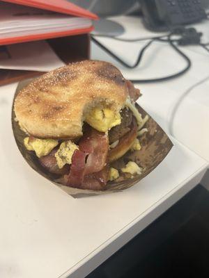 Mess of a sandwich and greasy as all get out