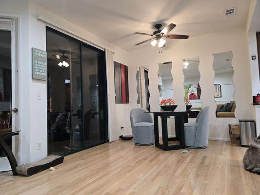 After where the worst high traffic wear and tear was