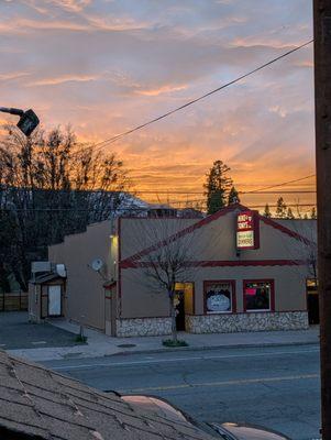 View from hotel or sunset and great restaurant across the street.