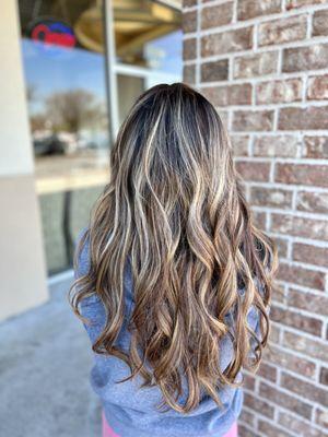 Balayage with baby lights