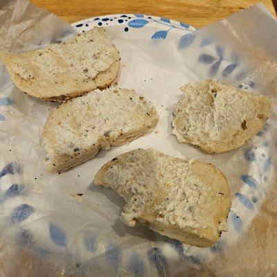 This is an $8.00 Everything Bagel with Whitefish Salad.