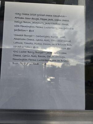 I want to try them all and great prices. Big portions big burgers.