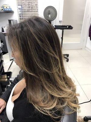 Add body for thinning hair with minimum extensions at crown. Maintain color and haircut while growing your natural hair.