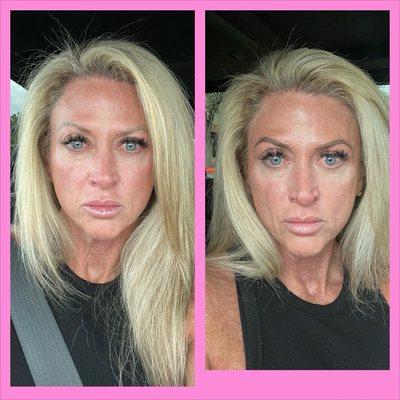 Powder browse before, and after