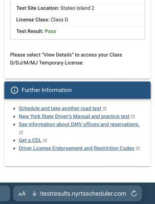 Roadtest result