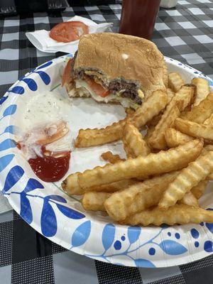 Burger and fries