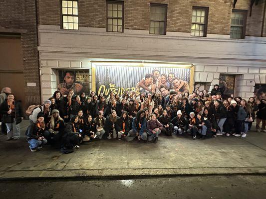 San Mateo High School dance group attending The Outsiders on Broadway.