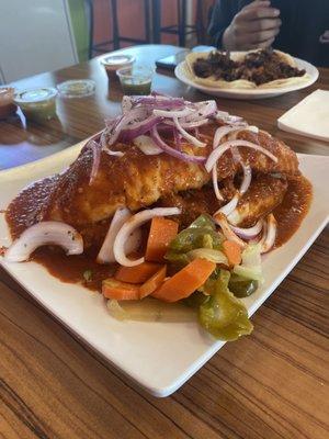 Torta hogada, unbearably spicy.