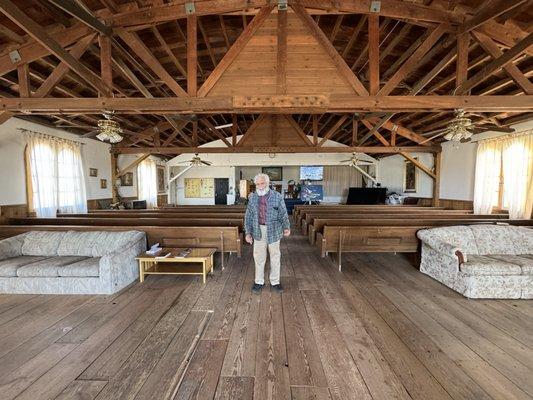 Oscar telling us the story of the church