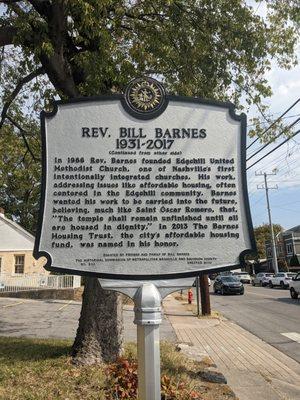Rev. Bill Barnes Historical Marker, Nashville