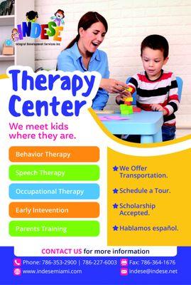 INDESE Therapy Center Flyer.