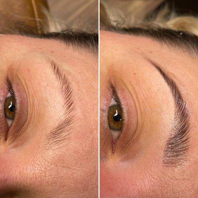 Before/after brow lamination tint and wax