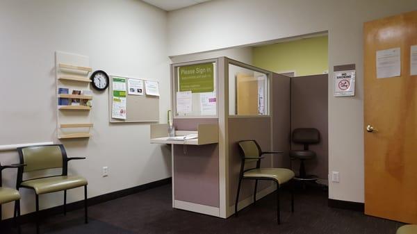 Clean, neat waiting room.