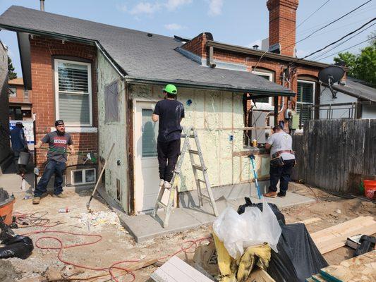 New spray foam during siding replacement