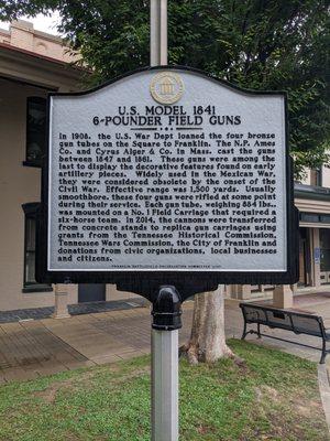 U.S. Model 1841 6-Pounder Field Guns, Franklin