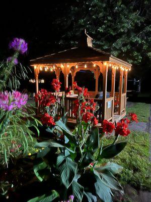 Outdoor seating in the gazebo, summer 2022