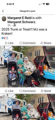 This was the trunk and treat party! It was open to all families, and you could just stop by for some fun and of course, candy for your kids