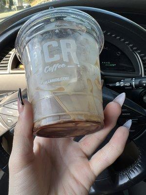 Cup full of ice. I took two drinks and that's it...