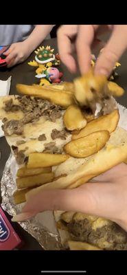 I thought I got a cheese steak sandwich with fries not a fries sandwich with steak bites.