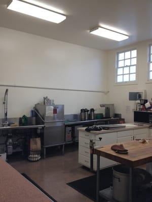 This is the kitchen that St. Ambrose allows the Harrison house to use during our reconstruction got bless the church!