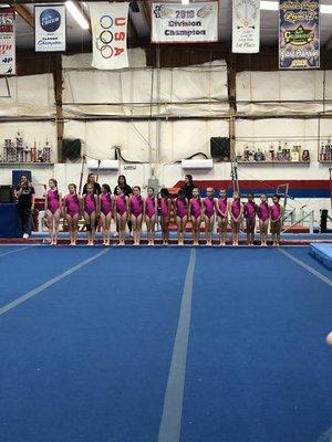 My Granddaughters gymnastics team at the Reindeer Games