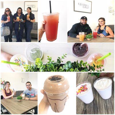 They have amazing delicious healthy meal replacement shakes & energizing teas. Nutrition on the go! Ask for the volcano it's the BEST!